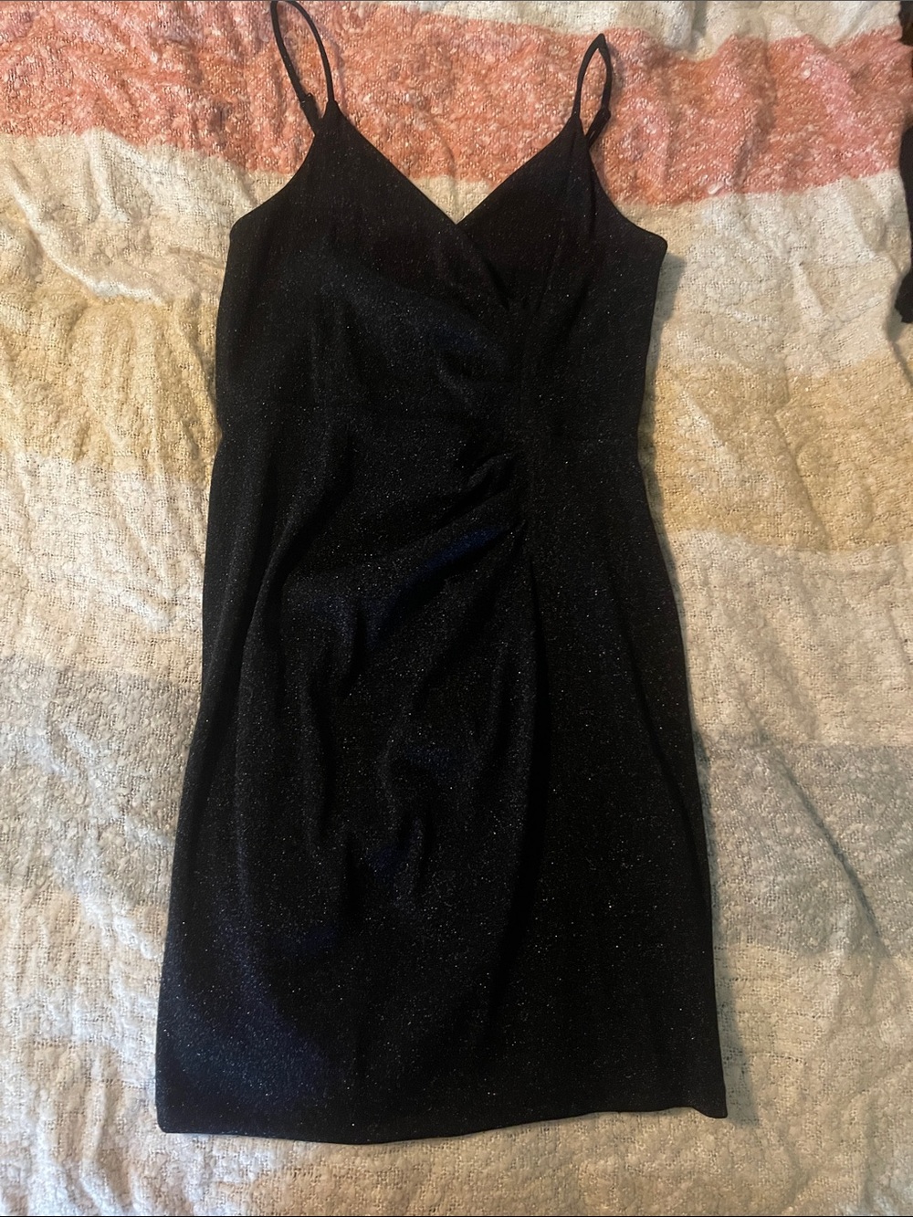 Express Black Glitter Spaghetti-Strap Mini Dress